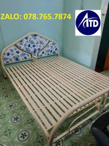 Giường sắt ống tròn khung giường cân đối màu kem 2-3 Người nằm giá rẻ tại xưởng