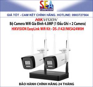 COMBO-02 - Bộ Camera Wifi Gia Đình 4.0MP (1 Đầu Ghi + 2 Camera) HIKVISION EasyLink Wifi Kit - DS-J142I/NKS424W0H