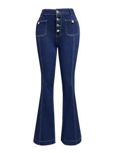 G7 Cross-Border 2025 Spring New European and American Style Button High Waist Jeans for Women Slim Fit Elegant Flared Pants In Stock 7/7