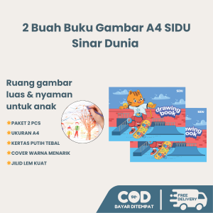 2 Buah Buku Gambar A4 SIDU Sinar Dunia – Kertas Putih Tebal Halus untuk Menggambar Mewarnai & Sketsa – Isi 10 Lembar.