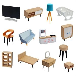 BEIBEI Dolls House Decor Toys Kids Bed TV set Bookshelf Couch Simulation Furniture Doll House Furniture Mini Furniture Miniature Furniture