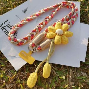 FUNG MALL Charm điện thoại Dây đeo điện thoại hoa Túi đeo chéo Có thể tháo rời Dây đeo điện thoại dệt Thời trang Kẹp cổ Dây đeo điện thoại di động Phụ nữ Cô gái