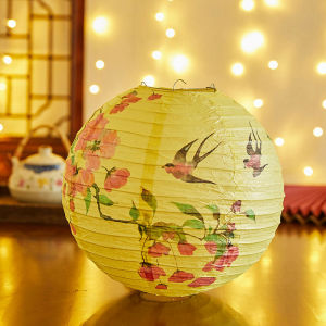 MPHL0742 Lampion Imlek Kertas 30cm Motif Sakura Merah Dekorasi Chinese New Year