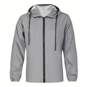 เสื้อแจ็คเก็ตผู้ชาย เสื้อแจ็คเก็ต แผงสะท้อนแสง ซิป เสื้อกันลม เอฟเฟกต์ความอบอุ่น การป้องกันความปลอดภัย สะดวกสบาย