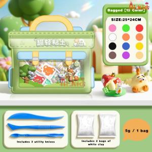 [SG Seller]Odorless Non-Sticky Air Dry Modeling Clay Bucket Kit Anti-Fade Ultra Light Clay Children DIY Handcraft Art