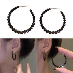 Delicate Ear Women Bohemia Earrings Black Ear Studs Fashion Pendant Earrings Beads Earrings for Daily Party