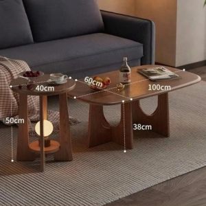 FFBH Solid Wood Coffee Tables Minimalist Oval Coffee Tables Easy To Move Side Table Modern Functional Luxury Living Room Furniture Z5Q1T