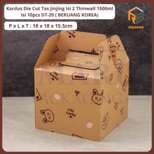 DT-20 Kardus Die Cut Tas Jinjing Isi 2 Mika Thinwall 1500 ML Isi 10 Pcs Amaris Packaging