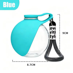Portable Plastic Pet Water Bottle with Foldable Silicone Bowl and Lanyard for Dogs and Cats Outdoor Walking Hiking Travel Use Pet Water Bottle