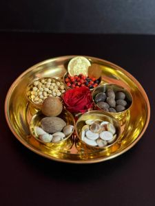 Lakshmi Pooja items combo with Brass Bowls5 & plate1