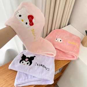 Sanrio Soft Hello Kitty Kuromi My Melody Towels Shower Cap Towel Bath Hats for Women Dry Hair Cap Quick Drying Soft for Girl Towel