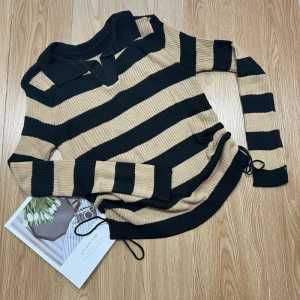 Toply shop  COD + GRATIS ONGKIR Long sleeve atasan wanita  stripe garis garis  Neck Off Shoulder Long Sleeve Irregular Crop Top