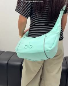 Alo Dual Side Zipper Pocket Vintage Nylon Hobo Shoulder Bag