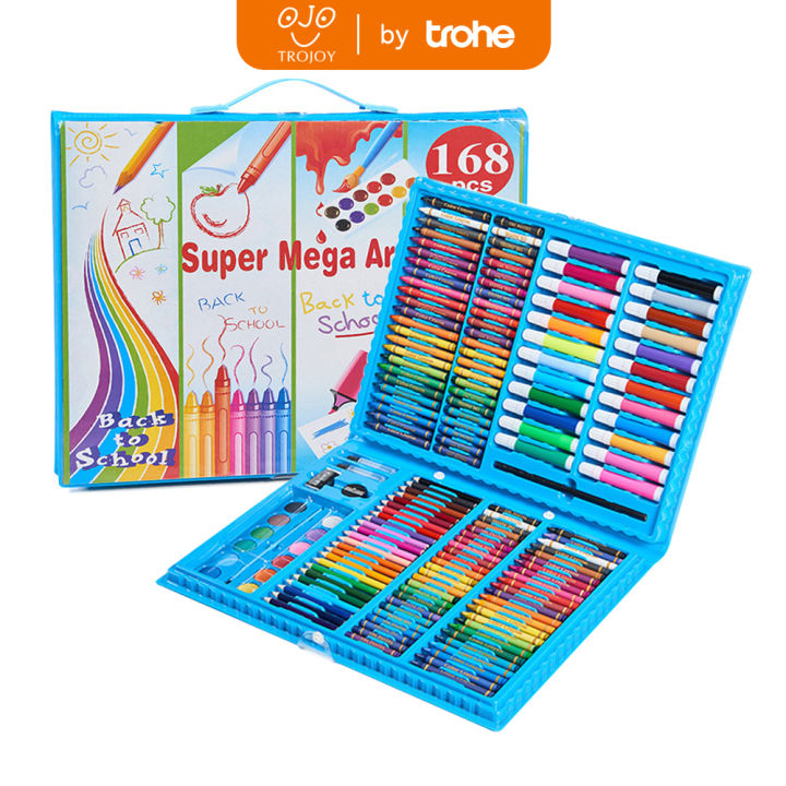 TROJOY Drawing Crayon 168 Pcs Super Mega Art Set Drawing Stasionary Kado Anak Alat Pensil Warna