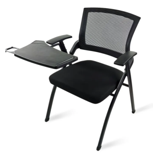 Foldable Training Chair With Writing Board Breathable Mesh Back Thick Sponge Seat Portable Foldable Conference Office Chair for School Classroom College Meeting Room
