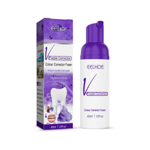 Eelhoe V34 Purple Colour Corrector Foam Toothpaste V34 Teeth Whitening Toothpaste Tooth Colour Corrector Enamel Care Toothpaste Remove Plaque Stains Oral Hygiene Care Toothpaste Breath Fresh Bright White Anti-Sensitive Toothpaste（45ml）