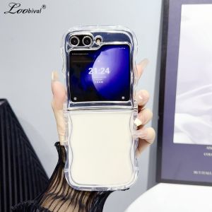 for Samsung ZFlip 5 7 Transparent Wavy Case for Samsung Galaxy Z Flip 5 4 3 6 7 Clear Ultra Slim Soft Silicone Shockproof Cover