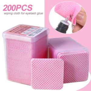 200Pcs Lint Free Paper Cotton Wipes Eyelash Extension Glue Remover Pads Lashes Graft Glue Mouth Wipe Nail art grafting eyelash cleaning cotton pad