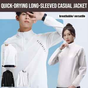 Mens Quick-Drying Long-Sleeved Casual Jacket Half Zipper Sports Jacket Cycling Sports Outdoors Workout Jogging Lightweight Comfortable