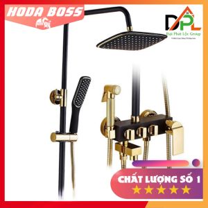 Bộ sen cây tắm đứng nóng lạnh HODABOSS cao cấp màu vàng đenSen cây củ sen bằng đồng nguyên khối