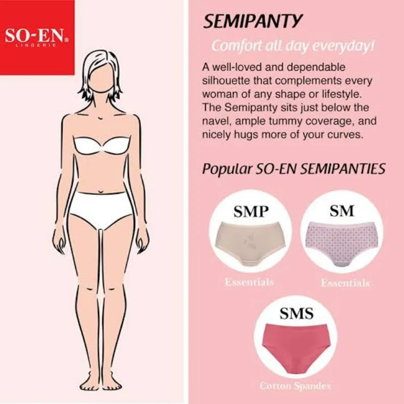 ✦6pcs or 12pcs Original Soen Semipanty SMP Embroid Plain Small to