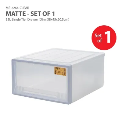 [HOUZE] MATTE Single Tier Drawer - Stackable | Space Saver [5.5L | 13L | 25L | 35L | 48L]