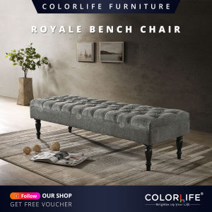 Color Life Royale Bench Chair / Bench Chair For (Cafe Shop Living Room Bedroom Shoe Shop) / Fabric Bench Chair / Easy Installation / Suitable For Scandinavian Design / 2 to 3 Seater Bench / Solid wood Leg / Hot Selling Items