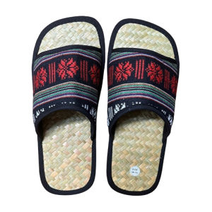 Dép cỏ bàng quai thổ cẩm Hương Quế – DCQ-112