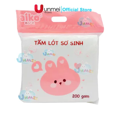 Miếng lót sơ sinh AIKO 20x20 tấm lót phân su cao cấp khô thoáng mềm mại dành cho bé 200G (30 tờ/túi)