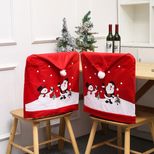Chair Cover High Quality Flannel Fabric Christmas Decorations Santa Claus Holiday Party Coral Velvet