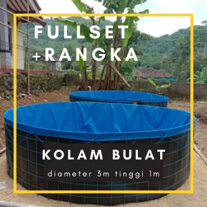 Kolam Terpal Bulat Fullset Semikaret Orchid +Rangka Diameter 3m Tinggi 1m