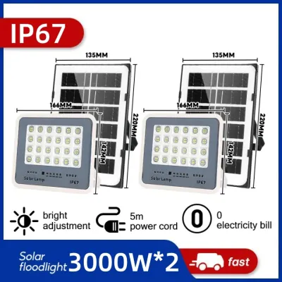 INXX Super Bright 3000W LED Solar Floodlight IP67 Waterproof Outdoor Garden Lighting with Smart Sensor Control
