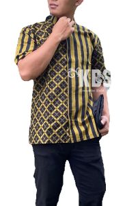 Outer Kemeja Batik Pria Lengan Pendek Kalur Saka Inner Furing Katun Halus Premium