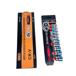 Bộ tuýp bộ khẩu sửa chữa 12 chi tiết thép cứng CR-V cần tự động