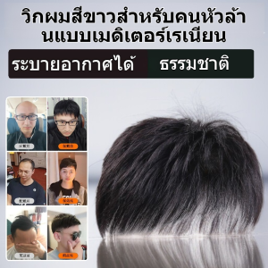 ธรรมชาติ ระบายอากาศ ปิดด้านบน ปิดผมขาว วิกผมผู้ชาย วิกผมสั้นผู้ชายคลุมศีรษะเต็มทุกวันชุดวิกผมสั้นแบบผสม