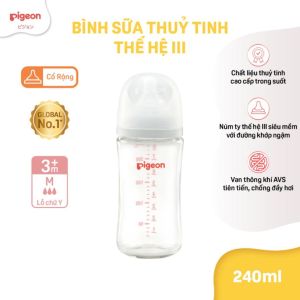 Bình sữa thủy tinh Pigeon Softouch thế hệ III cho bé sơ sinh bình sữa nội địa nhật - Monnie Kids