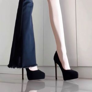 [Free Shipping] Unique Design Professional-Grade Shoes New Spring/Autumn Collection Nightclub Fashion Height-Enhancing Leg-Lengthening Waterproof Platform Stiletto Heels
