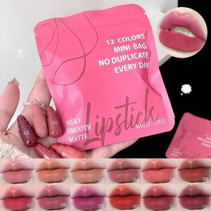 Lipstick Set Mini Matte Lip Gloss For Women Students/Long Lasting Non-Stick Cup/12 Colors/Everyday Makeup Portable