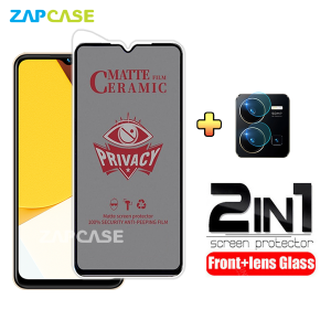 PAKET 2in1 Anti Gores Layar Privacy Vivo Y35 Free Tempered Glass Camera Lens