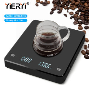 YIERYI High Precision Coffee Electronic Display Scale USB Rechargeable High Precision Multifunctional Electronic Scale 0-3kg range High temperature PC material Suitable for coffee Jewelry Fruits & Vegetables