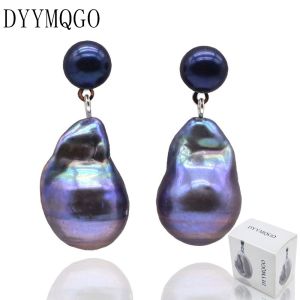 Womens Earrings Black Pearl Drop Earrings Natural Baroque Handmade Silver Earrings Original Jewelry Gifts For Mom
