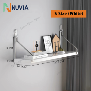 Nuvia Wooden Wall Shelf with Stainless Steel Bracket Floating Shelf Wall Mount Display Storage Wall Ledge Shelf