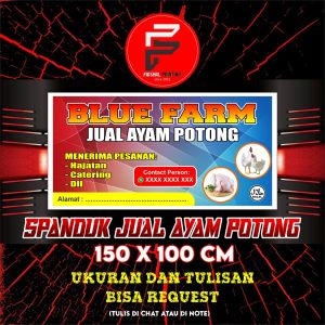 Spanduk Jual Ayam Potong / Banner Jual Ayam / Banner KUstom Ukuran 150 x 100 cm
