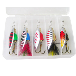5Pcs Spoon Metal Hard Spinner Baits Fish Lures Spinner Swimbaits Colorful Sequins Lures Baits Treble Hook Fishhooks Set