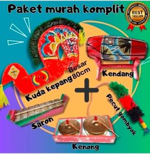 PAHE Mainan tradisional anak kuda lumping kendang pecut gomby0k kenong saron jaranan kuda lumping