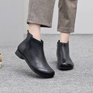 Bernapas Nyaman Murah Korea Cantik Kulit Sepatu Boots Wanita Hak Tinggi Cewek Resleting Casual Formal Karet Kerja Kuliah 235