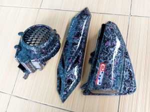 3pcs Beat new Cover Tutup Filter Carbon + Tutup Kipas Carbon + Tutup Knalpot Carbon Honda Beat Deluxe- Beat Street 2020-2023
