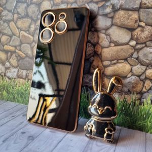 Case Tecno Spark 10 Pro Softcase Luxury 6D Casing Plating Free Stand Holder Tarikan Kelinci