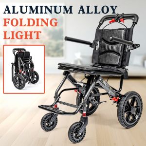 Multifunctional folding wheelchair aluminum alloy wheelchair light folding adult wheelchair travel portable simple trolley weighs 200kg and can be taken on the plane.