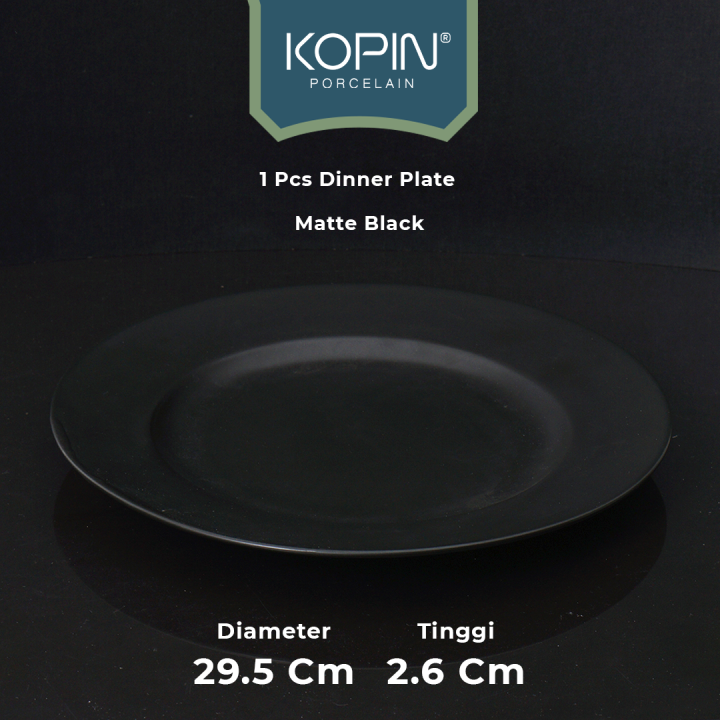 Piring Makan Jumbo / Dinner Plate Keramik Porcelain Black Matte Diameter 29.5cm | KOPIN